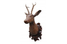 Handcarved head - roe deer